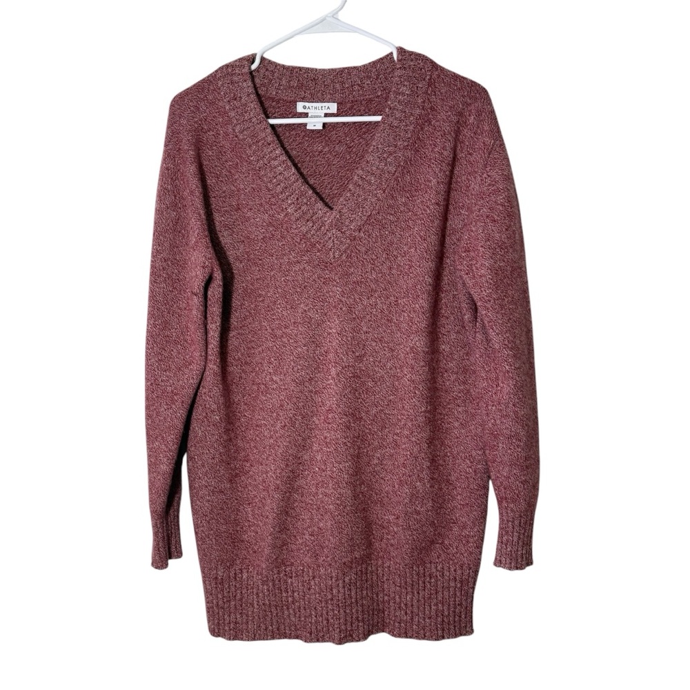 Athleta Marled Mauve V-Neck Sweater